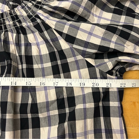 J. CREW Women's Black and White Plaid Puff Sleeve Top - Picture 12 of 13